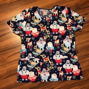 Rudolph Christmas Scrub Top